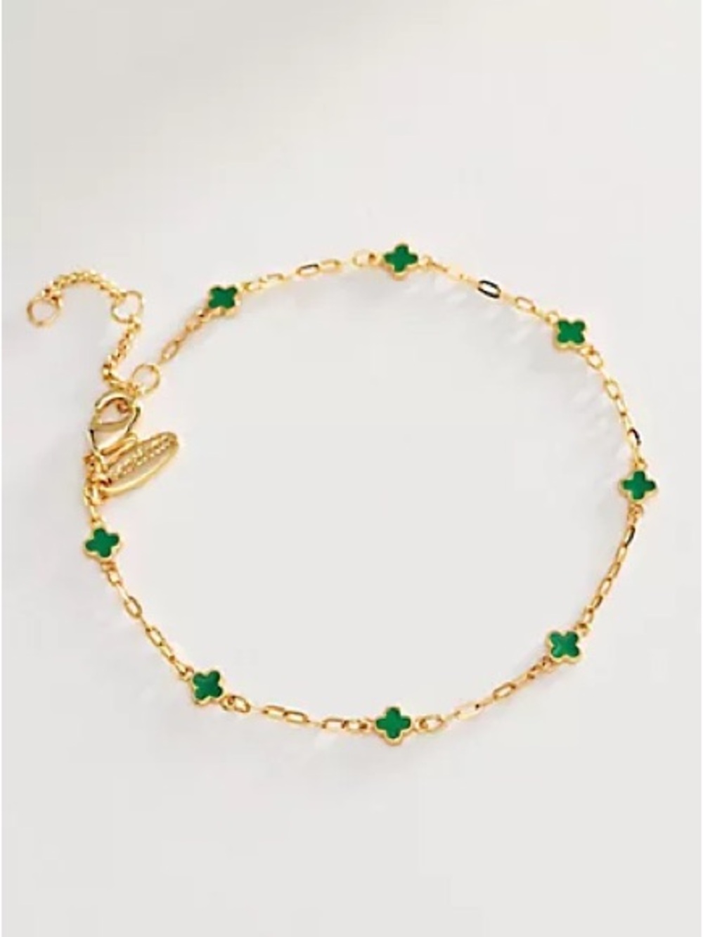 Anthropologie Green Clover Chain Wrap Bracelet Jewelry